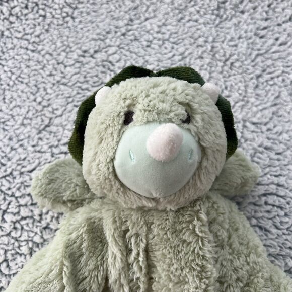 Linzy Dinosaur Baby Lovey Plush Rattle Green Mint Security Blanket Rhino 14" - Picture 2 of 10